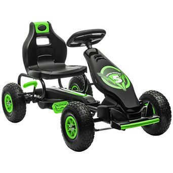 Aosom Ergonomic Pedal Go Kart Kids Ride-on Toy Pedal Car Go Cart, Green