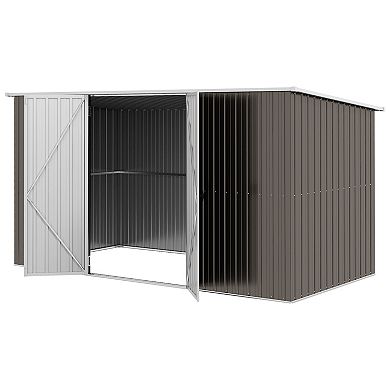 Outsunny 11.2ft x 5.6' Metal Outdoor Storage Shed w/ Lock, Colde