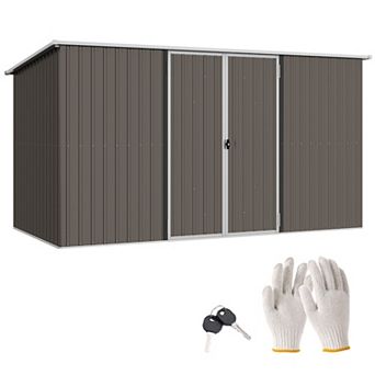 Outsunny 11.2ft x 5.6' Metal Outdoor Storage Shed w/ Lock, Colde