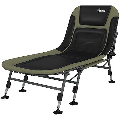 Outsunny Padded Camping Cot, Folding Bed With Adjustable Backrest