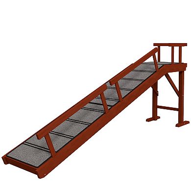 Pawhut Wooden Dog Ramp With Removable Guardrails, Non-slip, 73"
