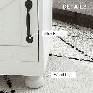 HOMCOM Farmhouse Side Table, End Table with Open Shelf and Cupboard,