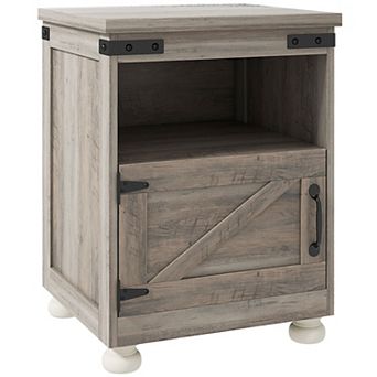 Homcom Farmhouse Side Table, End Table With Open Shelf And Cupboard