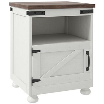 Homcom Farmhouse Side Table, End Table With Open Shelf And Cupboard