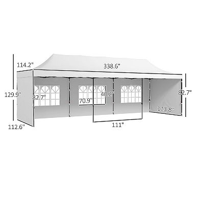 Outsunny 9.5ft x 28' Pop Up Canopy Tent, with Carry Bag, Height Adjustable