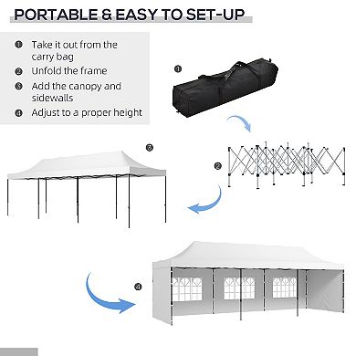Outsunny 9.5ft x 28' Pop Up Canopy Tent, with Carry Bag, Height Adjustable