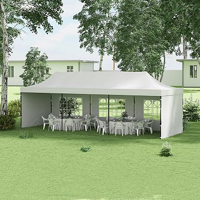 Outsunny 9.5ft x 28' Pop Up Canopy Tent, with Carry Bag, Height Adjustable