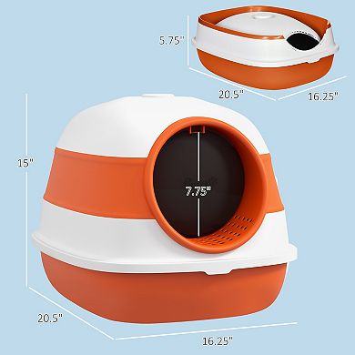 PawHut Dome Covered Cat Litter Box with Lid, and