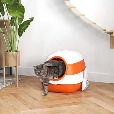 PawHut Dome Covered Cat Litter Box with Lid, and