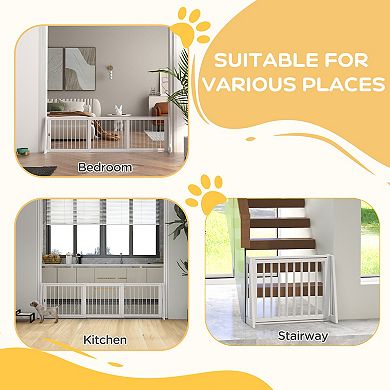 PawHut Freestanding Pet Gate with Retractable Length, 28inch-75"