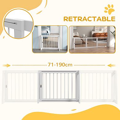 PawHut Freestanding Pet Gate with Retractable Length, 28inch-75"