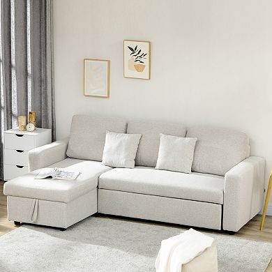 Homcom Sectional Sleeper Sofa With Pull Out Bed