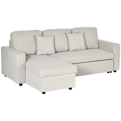 Homcom Sectional Sleeper Sofa With Pull Out Bed