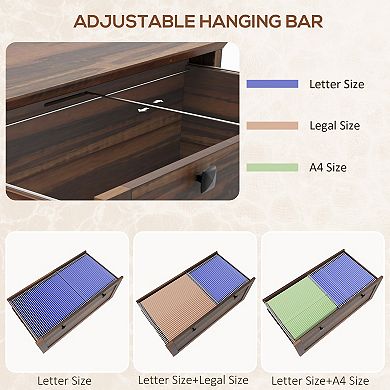 HOMCOM 2 Drawer File Cabinet with Lock and Adjustable Hanging Bar,