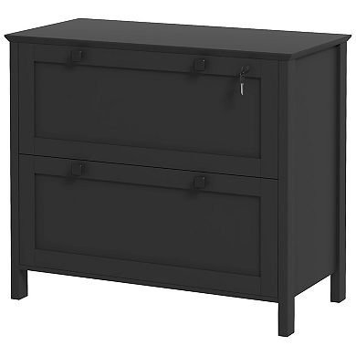 Homcom 2 Drawer File Cabinet With Lock And Adjustable Hanging Bar