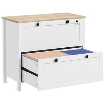 Homcom 2 Drawer File Cabinet With Lock And Adjustable Hanging Bar