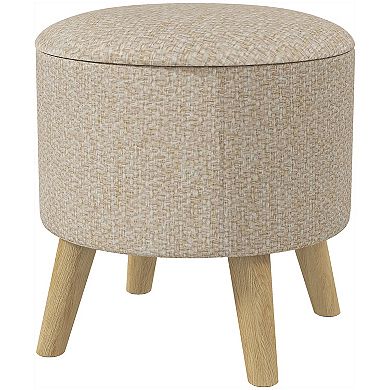 Homcom Storage Ottoman, Round Stool Chair With Cushioned Top