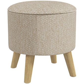 HOMCOM Storage Ottoman, Round Stool Chair with Cushioned Top