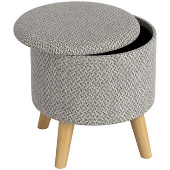 HOMCOM Storage Ottoman, Round Stool Chair with Cushioned Top