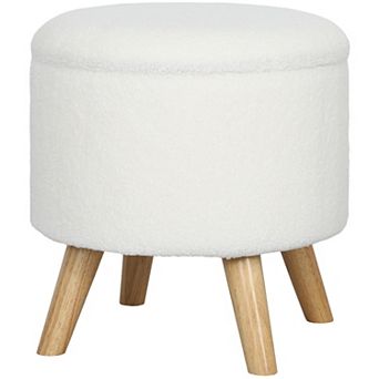HOMCOM Storage Ottoman, Round Stool Chair with Cushioned Top