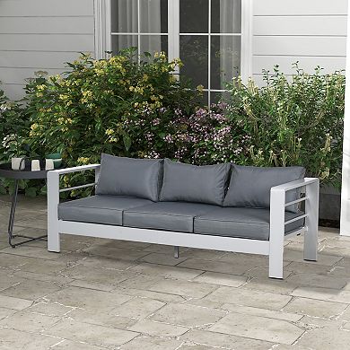 Outsunny Patio Furniture With Cushions, Aluminum Outdoor Sofa