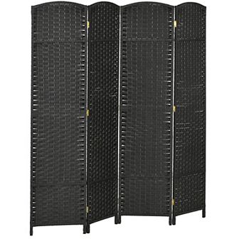 HOMCOM 4 Panel Room Divider Freestanding Folding Privacy Screen Nature Wood