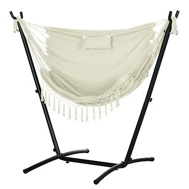 Outsunny Hammock Swing Chair W/ Stand, Side Pocket, Headrest
