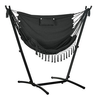 Outsunny Hammock Swing Chair W/ Stand, Side Pocket, Headrest