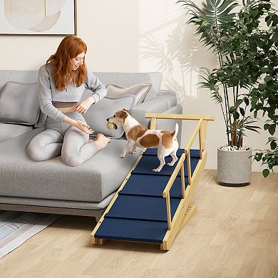 Pawhut Dog Ramp, Adjustable Foldable Pet Ramp For Small To Large Dogs