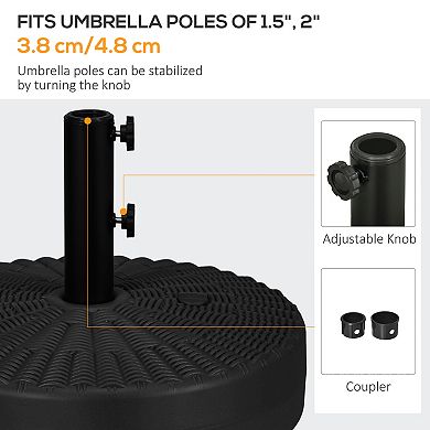 Outsunny Fillable Umbrella Base for 1.5" or 2" Pole, Umbrella Stand,