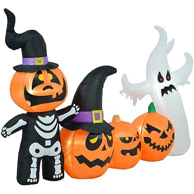 Homcom 7.5ft Inflatable Halloween Pumpkin Ghost Family, Led Yard Display