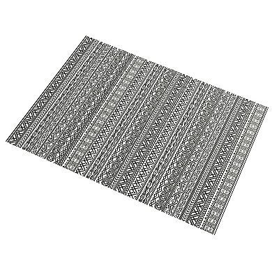 Outsunny Outdoor Rug & Bag, 9ft x 12' Plastic Rug Chain