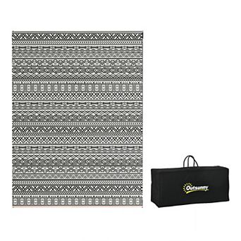 Outsunny Outdoor Rug & Bag, 9ft x 12' Plastic Rug Chain