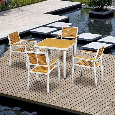 Outsunny 5 Piece Outdoor Table and Chairs w/ Umbrella Hole,