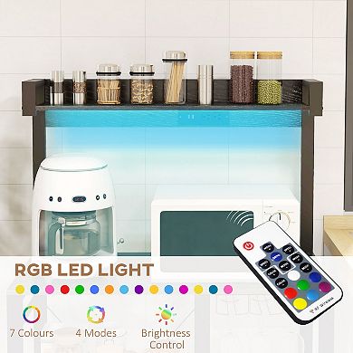 HOMCOM LED Bakerfts Rack with Charging Station, Glass Holders