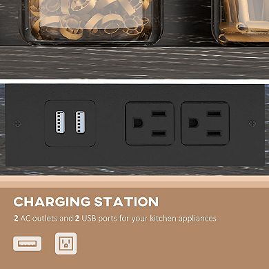 HOMCOM LED Bakerfts Rack with Charging Station, Glass Holders