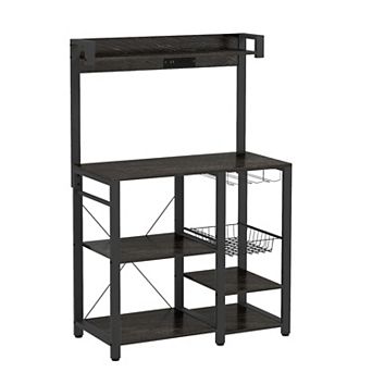 HOMCOM LED Bakerfts Rack with Charging Station, Glass Holders