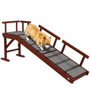 PawHut Wooden Dog Ramp with Removable Guardrails, Non-Slip, 60inch