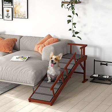 Pawhut Wooden Dog Ramp With Removable Guardrails, Non-slip, 60"
