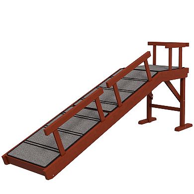 Pawhut Wooden Dog Ramp With Removable Guardrails, Non-slip, 60"