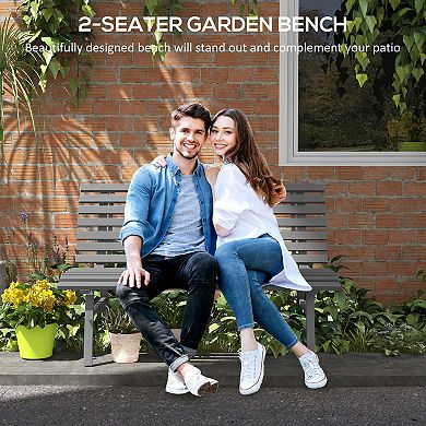 48.5" Garden Bench Outdoor Aluminum Lightweight Patio Bench Gray