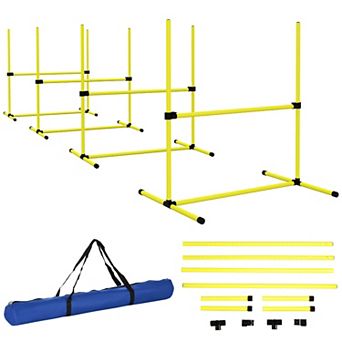 Pawhut 4 pc Dog Agility Set With Adjustable Height Jump Bars