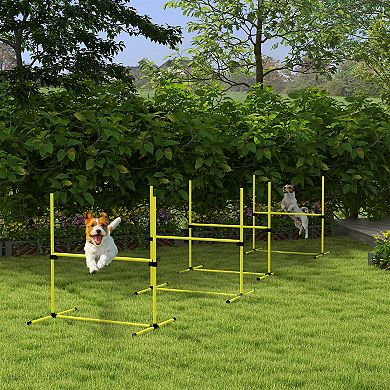 Pawhut 4 Piece Dog Agility Set With Adjustable Height Jump Bars