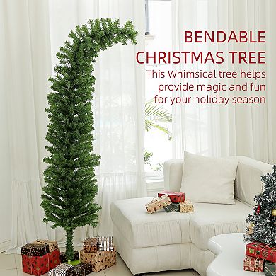 Homcom 6ft Slim Whimsical Christmas Tree With Bendable Top Metal Base