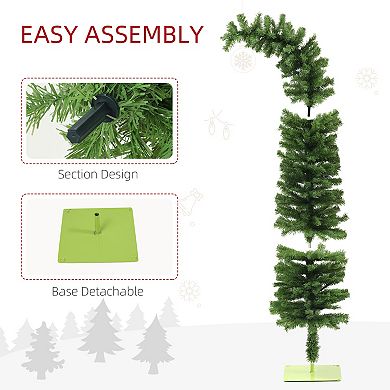 Homcom 6ft Slim Whimsical Christmas Tree With Bendable Top Metal Base