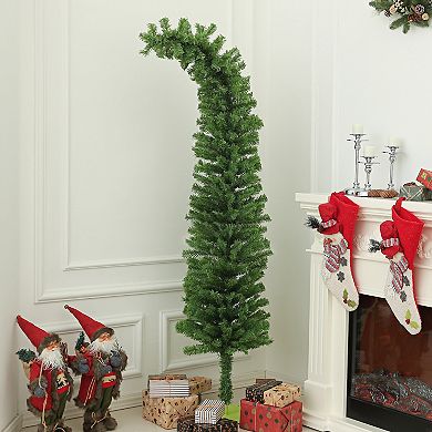 Homcom 6ft Slim Whimsical Christmas Tree With Bendable Top Metal Base