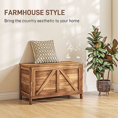 HOMCOM 19inch Farmhouse Storage Chest Organizer Oak