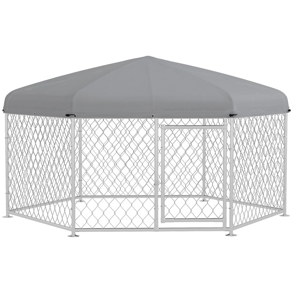 View of Pawhut Dog Kennel Outdoor W/ Waterproof Roof