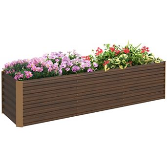 Outsunny 8x2x2ft Galvanized Raised Garden Bed Large Elevated Planter Box