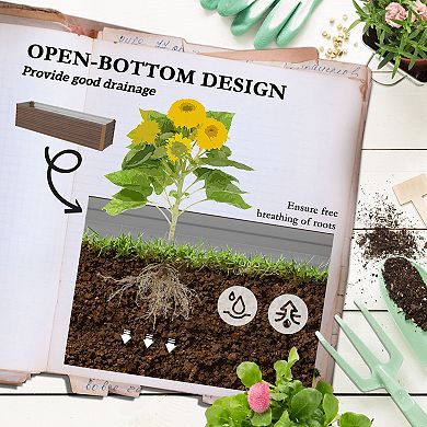 Outsunny 8x2x2ft Galvanized Raised Garden Bed Large Elevated Planter Box